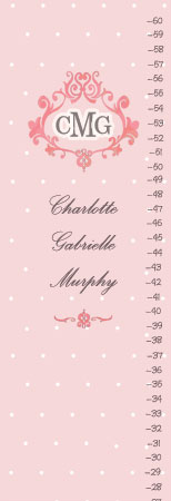 Pink Dots Fancy Sophisticated Special Customized Growth Chart Perfect for Newborn or Child's Room Amazing Gift